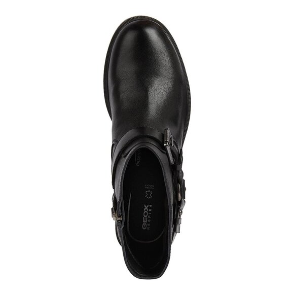 GEOX Respira Catria Motorcycle Biker Ankle Boots Size 8.5 Black Leather NEW - Picture 4 of 16